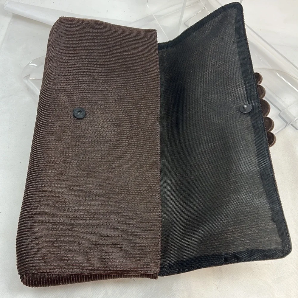 Ultimo Brown Silk Crepe Large Clutch Bag